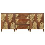 vidaXL Ensemble de mobilier de salle de bain 3 Pièces Miel marron et or