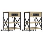vidaXL Cabinet de chevet 2 Pièces Chêne Sonoma 41 x 31 x 51 cm