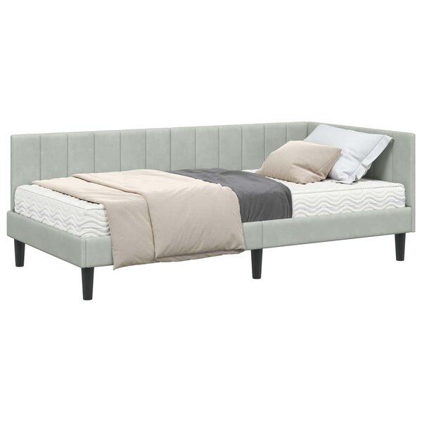 vidaXL Cadre de lit d'angle avec matelas 2 pc Gris clair 100 x 200 cm