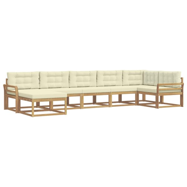 vidaXL Ensemble de canapés d'extérieur 7 Pièces Blanc et crème