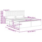 vidaXL Cadre de lit Chêne fumé 160 x 200 cm Pin massif