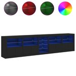 vidaXL Buffet avec lumières LED noir 283x37x67 cm