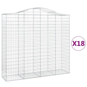 vidaXL Paniers à gabions arqués 18 Pièces 200x50x180/200 cm Fer galvanisé