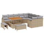 vidaXL Ensemble de canapé de jardin 12 pièces avec coussins beige en rotin poly