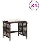 vidaXL Tabourets de jardin et coussins lot de 4 marron résine tressée