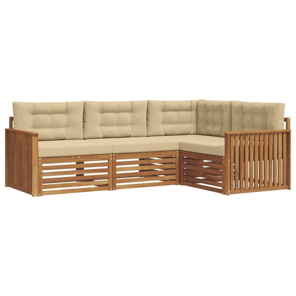 vidaXL Ensemble de canapés d'extérieur 4 pc Naturel et Beige
