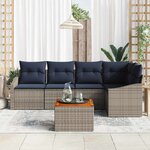 vidaXL Ensemble de canapé de jardin 6 Pièces Gris et bleu marine