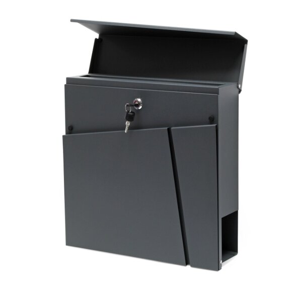 Boite aux lettres design avec compartiment journal 37x37x10 5 cm anthracite