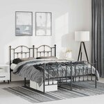 vidaXL Cadre de lit métal sans matelas avec pied de lit noir 135x190cm