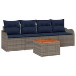 vidaXL Ensemble de canapé de jardin avec coussin 5 Pièces Gris polyrotin