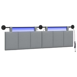 vidaXL Tête de lit suspendue Avec lumière LED Gris clair Tissu
