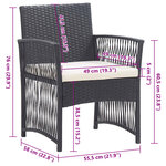 vidaXL Fauteuils de jardin avec coussins lot de 2 Noir Résine tressée