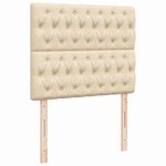 vidaXL Sommier à lattes de lit matelas et LED crème 120x190 cm tissu