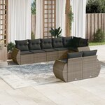 vidaXL Salon de jardin 8 Pièces avec coussins gris résine tressée