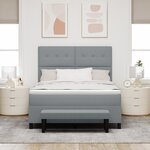 vidaXL Lit à Ressorts avec Matelas et Banc Gris Clair 160x200 cm Tissu