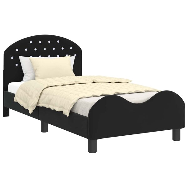 vidaXL Cadre de lit pour enfants avec tête de lit Noir 80 x 160 cm