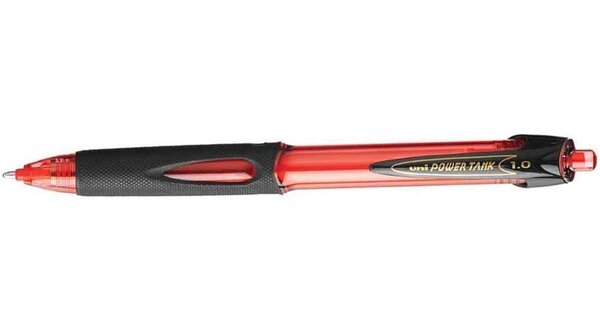 Stylo bille POWER TANK SN220 rétractable grip pointe moyenne 1mm Rouge UNI-BALL