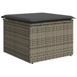 vidaXL Ensemble de canapé de jardin avec stockage 9 Pièces Gris polyrotin