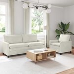vidaXL Ensemble de Canapés 2 Pièces Crème Velours
