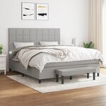 vidaXL Sommier à lattes de lit avec matelas Gris clair 180x200cm Tissu