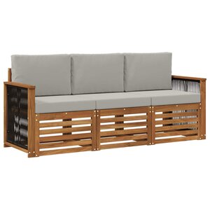 vidaXL Ensembles de canapés avec coussin 3 Pièces Bois d'Acacia Massif