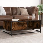 vidaXL Table basse chêne fumé 90x57x35 cm bois d'ingénierie et métal