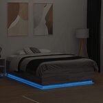 vidaXL Cadre de lit avec LED sans matelas sonoma gris 135x190 cm