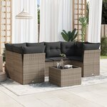 vidaXL Salon de jardin avec coussins 7 Pièces gris résine tressée