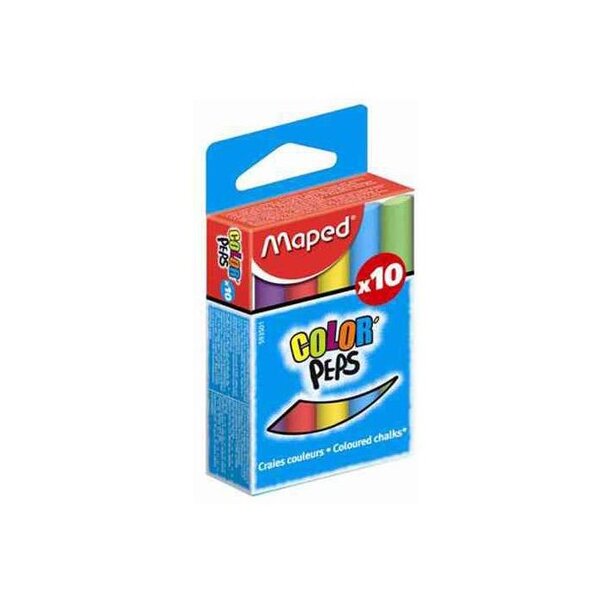 Etui Lot de 10 craies rondes pour tableau COLOR'PEPS assorties MAPED