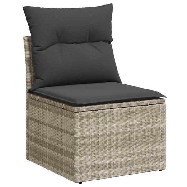 vidaXL Canapé de jardin sans accoudoirs coussins gris clair poly rotin