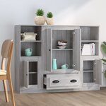 vidaXL Buffets 3 Pièces sonoma gris bois d'ingénierie