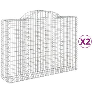 vidaXL Paniers à gabions arqués 2 Pièces 200x50x140/160 cm Fer galvanisé