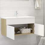 vidaXL Armoire d'évier Blanc et chêne sonoma Bois d’ingénierie