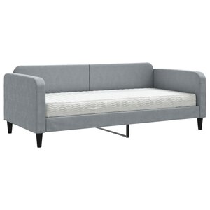 vidaXL Lit de jour avec matelas gris clair 90x200 cm tissu