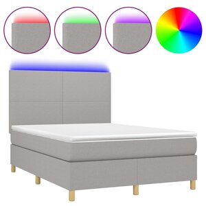 vidaXL Sommier à lattes de lit et matelas et LED Gris clair 140x200 cm