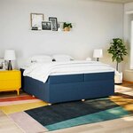 vidaXL Sommier à lattes de lit avec matelas Bleu 200x200 cm Tissu