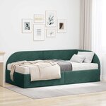 vidaXL Cadre de lit d'angle avec matelas 2 Pièces Vert Velours