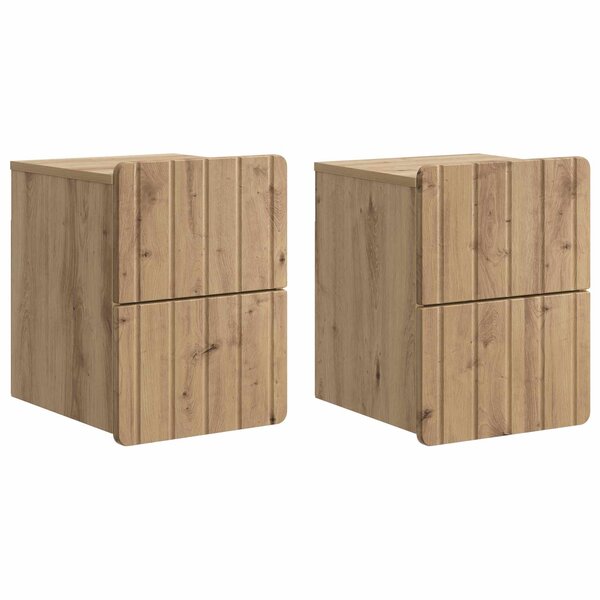 vidaXL Cabinet de chevet mural 2 Pièces Chêne artisanal 33 x 34 5 x 43 cm
