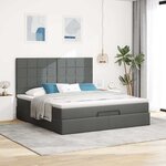 VidaXL Cadre de lit ottoman avec matelas gris foncé 180x200 cm tissu