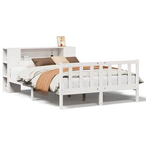 vidaXL Lit bibliothèque sans matelas blanc 160x200 cm bois pin massif