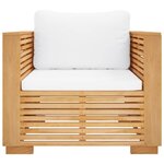 vidaXL Fauteuil de jardin avec coussins crème Bois de teck massif