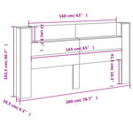 vidaXL Armoire tête de lit avec LED blanc 200x16 5x103 5 cm