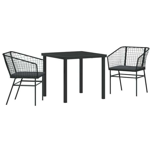 vidaXL Set de 2 Noir et gris foncé Rattan PE  Acier revêtu de poudre