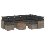 vidaXL Salon de jardin avec coussins 10 Pièces gris résine tressée