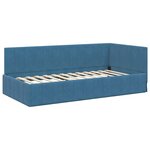 vidaXL Cadre de lit d'angle avec matelas Bleu 90 x 200 cm Velours