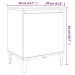 vidaXL Table de chevet avec pieds en métal chêne marron 40x30x50 cm