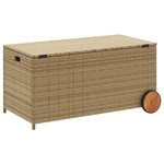 vidaXL Boîte de rangement de jardin et roues mélange beige 190L rotin