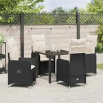 vidaXL Ensemble de salle à manger pour jardin 5 Pièces Noir Poly rotin