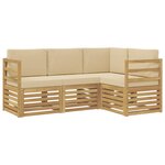 vidaXL Ensemble de canapés d'extérieur 4 pc Blanc et Beige Polyester