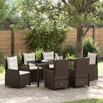 vidaXL Ensemble repas jardin 7 pièces en poly rattan marron